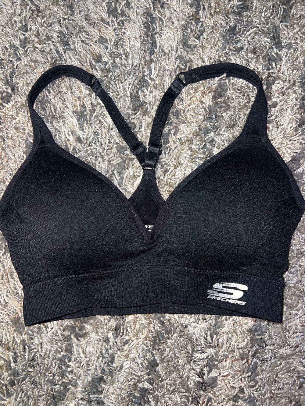 Skechers Black Seamless Padded Sports Bra with Racerback